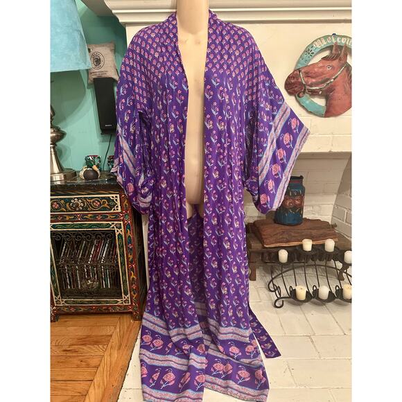 NWOT SPELL BOHEMIAN ROYALE PURPLE KIMONO ROBE OSFA - Picture 1 of 8